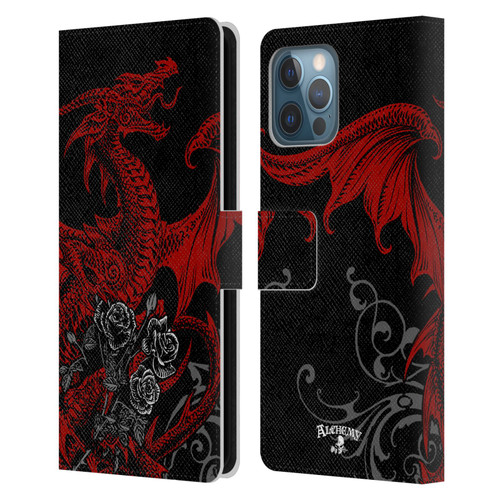 Alchemy Gothic Dragon Draco Rosa Leather Book Wallet Case Cover For Apple iPhone 12 Pro Max