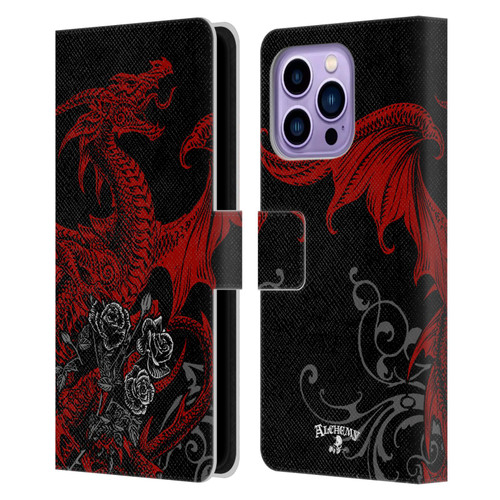 Alchemy Gothic Dragon Draco Rosa Leather Book Wallet Case Cover For Apple iPhone 14 Pro Max