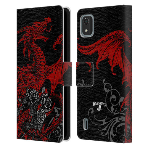 Alchemy Gothic Dragon Draco Rosa Leather Book Wallet Case Cover For Nokia C2 2nd Edition