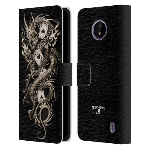 Alchemy Gothic Dragon Imperial Leather Book Wallet Case Cover For Nokia C10 / C20