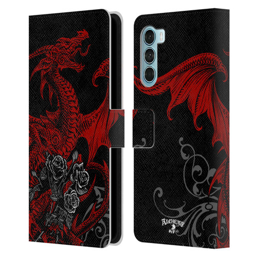 Alchemy Gothic Dragon Draco Rosa Leather Book Wallet Case Cover For Motorola Edge S30 / Moto G200 5G