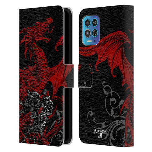 Alchemy Gothic Dragon Draco Rosa Leather Book Wallet Case Cover For Motorola Moto G100