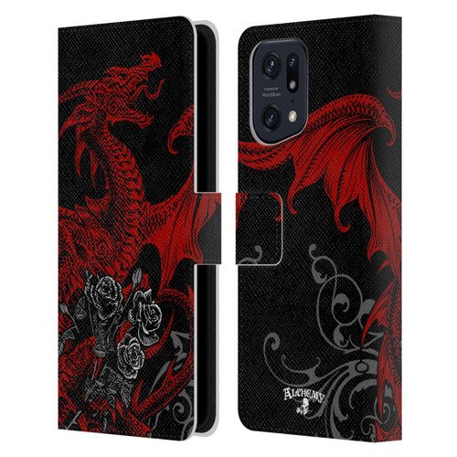 Alchemy Gothic Dragon Draco Rosa Leather Book Wallet Case Cover For OPPO Find X5