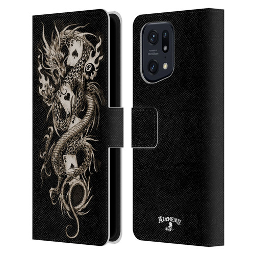 Alchemy Gothic Dragon Imperial Leather Book Wallet Case Cover For OPPO Find X5 Pro