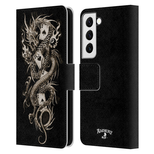 Alchemy Gothic Dragon Imperial Leather Book Wallet Case Cover For Samsung Galaxy S22 5G