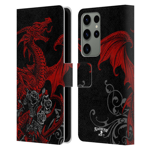 Alchemy Gothic Dragon Draco Rosa Leather Book Wallet Case Cover For Samsung Galaxy S23 Ultra 5G