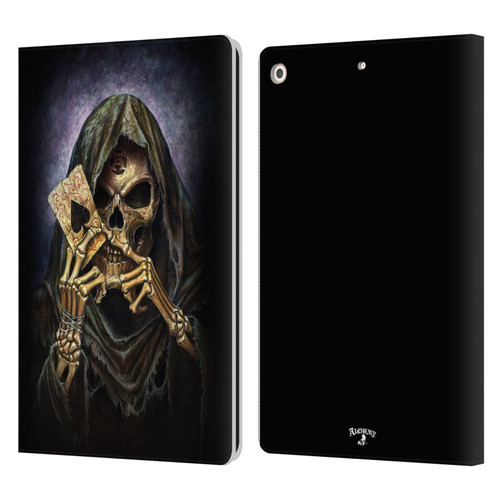 Alchemy Gothic Skull And Cards Reaper's Ace Leather Book Wallet Case Cover For Apple iPad 10.2 2019/2020/2021
