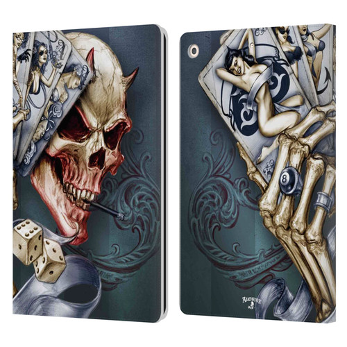 Alchemy Gothic Skull And Cards Read 'Em And Weep Leather Book Wallet Case Cover For Apple iPad 10.2 2019/2020/2021