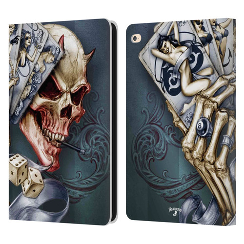 Alchemy Gothic Skull And Cards Read 'Em And Weep Leather Book Wallet Case Cover For Apple iPad Air 2 (2014)