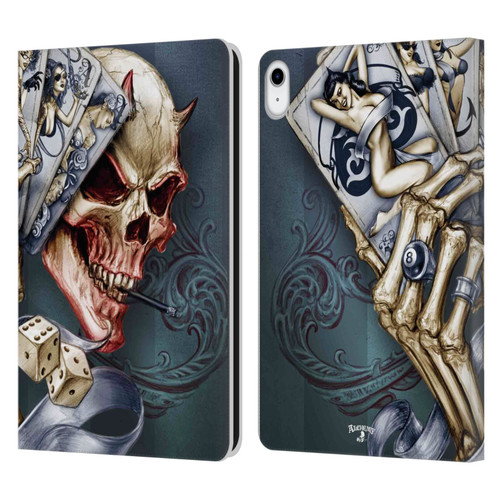 Alchemy Gothic Skull And Cards Read 'Em And Weep Leather Book Wallet Case Cover For Apple iPad 10.9 (2022)