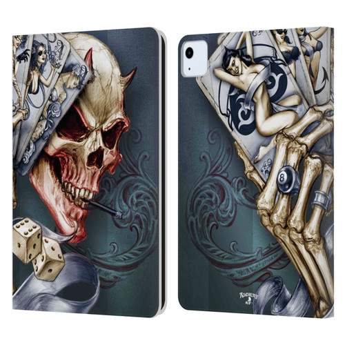 Alchemy Gothic Skull And Cards Read 'Em And Weep Leather Book Wallet Case Cover For Apple iPad Air 2020 / 2022