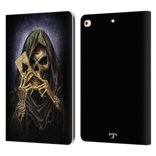 Alchemy Gothic Skull And Cards Reaper's Ace Leather Book Wallet Case Cover For Apple iPad 9.7 2017 / iPad 9.7 2018