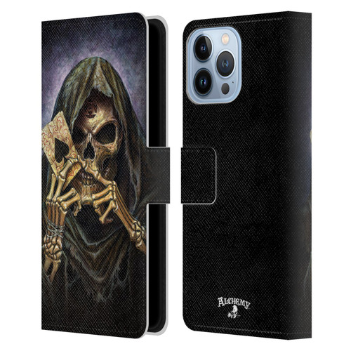 Alchemy Gothic Skull And Cards Reaper's Ace Leather Book Wallet Case Cover For Apple iPhone 13 Pro Max