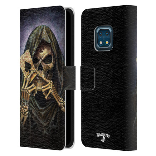 Alchemy Gothic Skull And Cards Reaper's Ace Leather Book Wallet Case Cover For Nokia XR20