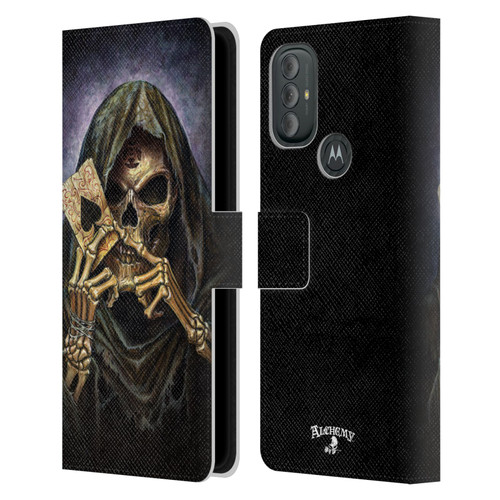 Alchemy Gothic Skull And Cards Reaper's Ace Leather Book Wallet Case Cover For Motorola Moto G10 / Moto G20 / Moto G30