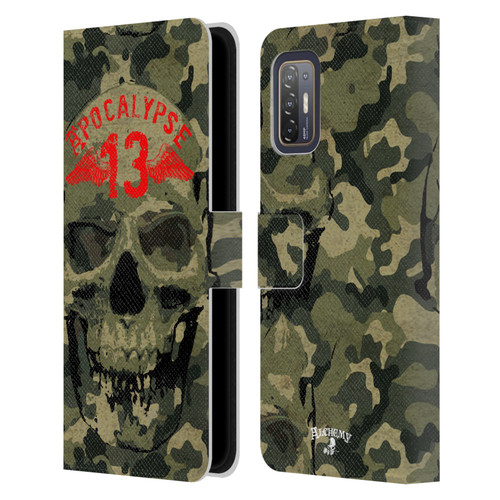 Alchemy Gothic Skull Camo Skull Leather Book Wallet Case Cover For HTC Desire 21 Pro 5G