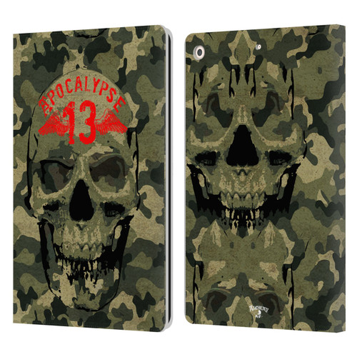Alchemy Gothic Skull Camo Skull Leather Book Wallet Case Cover For Apple iPad 10.2 2019/2020/2021