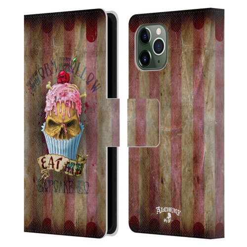 Alchemy Gothic Skull Eat Me Cupcake Leather Book Wallet Case Cover For Apple iPhone 11 Pro
