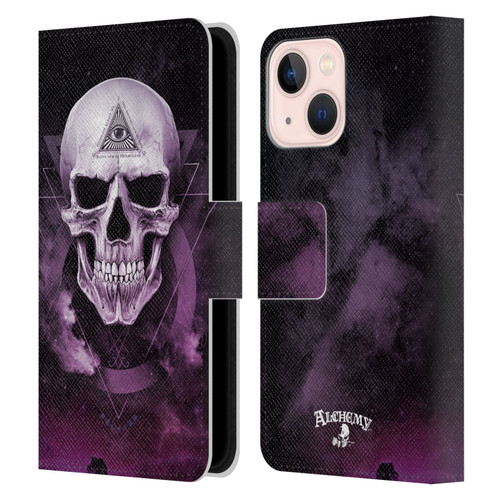 Alchemy Gothic Skull The Void Geometric Leather Book Wallet Case Cover For Apple iPhone 13 Mini