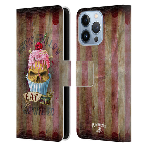 Alchemy Gothic Skull Eat Me Cupcake Leather Book Wallet Case Cover For Apple iPhone 13 Pro