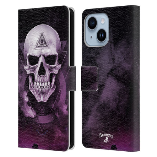 Alchemy Gothic Skull The Void Geometric Leather Book Wallet Case Cover For Apple iPhone 14 Plus