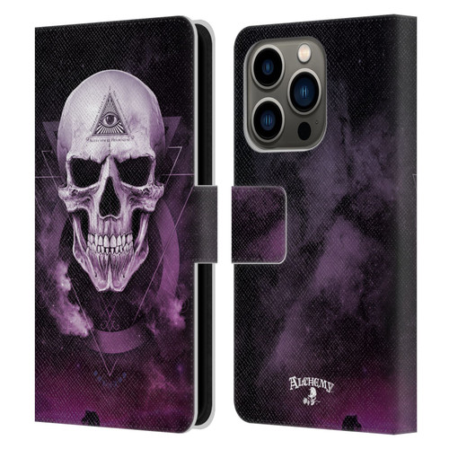 Alchemy Gothic Skull The Void Geometric Leather Book Wallet Case Cover For Apple iPhone 14 Pro