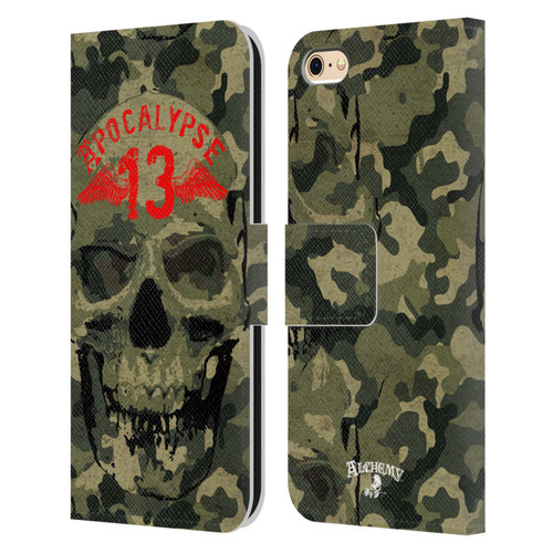 Alchemy Gothic Skull Camo Skull Leather Book Wallet Case Cover For Apple iPhone 6 / iPhone 6s