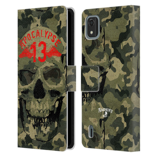 Alchemy Gothic Skull Camo Skull Leather Book Wallet Case Cover For Nokia C2 2nd Edition