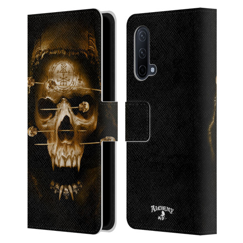 Alchemy Gothic Skull Death Fetish Leather Book Wallet Case Cover For OnePlus Nord CE 5G