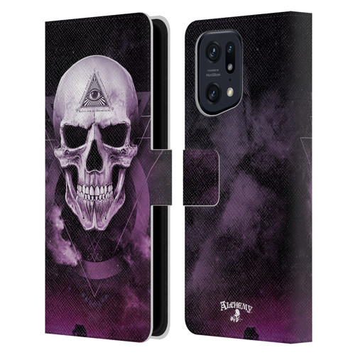 Alchemy Gothic Skull The Void Geometric Leather Book Wallet Case Cover For OPPO Find X5 Pro