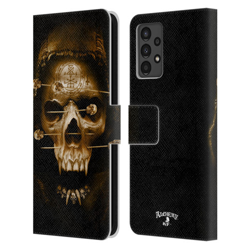 Alchemy Gothic Skull Death Fetish Leather Book Wallet Case Cover For Samsung Galaxy A13 (2022)