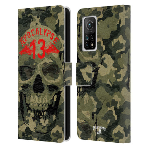 Alchemy Gothic Skull Camo Skull Leather Book Wallet Case Cover For Xiaomi Mi 10T 5G