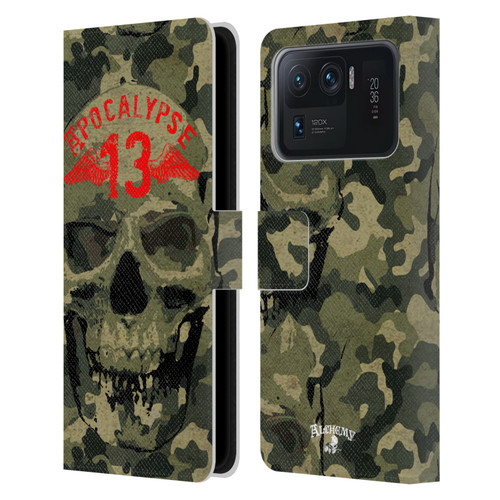 Alchemy Gothic Skull Camo Skull Leather Book Wallet Case Cover For Xiaomi Mi 11 Ultra