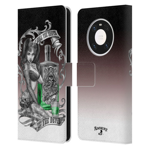 Alchemy Gothic Woman Devil's Green Dew Leather Book Wallet Case Cover For Huawei Mate 40 Pro 5G
