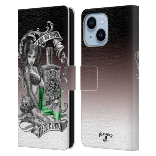 Alchemy Gothic Woman Devil's Green Dew Leather Book Wallet Case Cover For Apple iPhone 14 Plus
