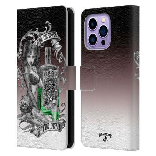 Alchemy Gothic Woman Devil's Green Dew Leather Book Wallet Case Cover For Apple iPhone 14 Pro Max