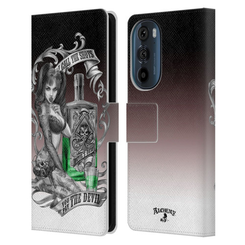 Alchemy Gothic Woman Devil's Green Dew Leather Book Wallet Case Cover For Motorola Edge 30