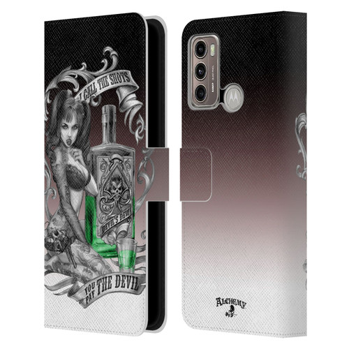 Alchemy Gothic Woman Devil's Green Dew Leather Book Wallet Case Cover For Motorola Moto G60 / Moto G40 Fusion