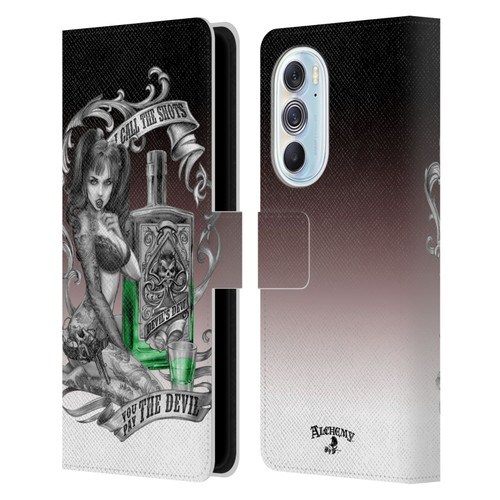 Alchemy Gothic Woman Devil's Green Dew Leather Book Wallet Case Cover For Motorola Edge X30