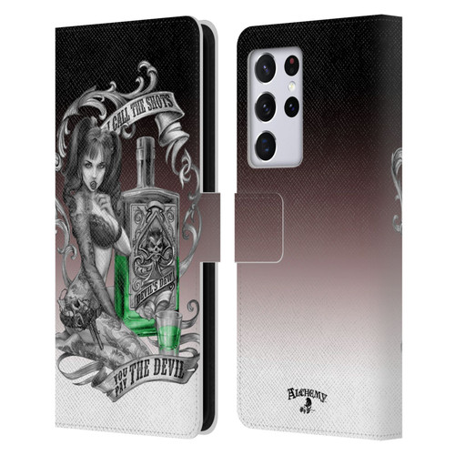 Alchemy Gothic Woman Devil's Green Dew Leather Book Wallet Case Cover For Samsung Galaxy S21 Ultra 5G