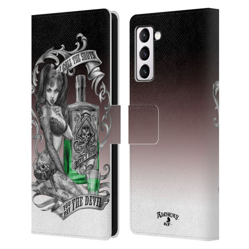 Alchemy Gothic Woman Devil's Green Dew Leather Book Wallet Case Cover For Samsung Galaxy S21+ 5G