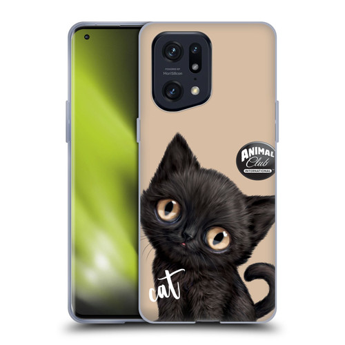 Animal Club International Faces Black Cat Soft Gel Case for OPPO Find X5 Pro