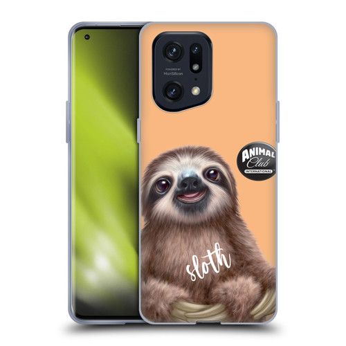 Animal Club International Faces Sloth Soft Gel Case for OPPO Find X5 Pro