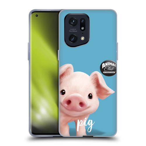 Animal Club International Faces Pig Soft Gel Case for OPPO Find X5 Pro