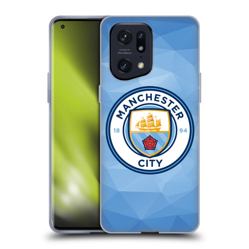 Manchester City Man City FC Badge Geometric Blue Full Colour Soft Gel Case for OPPO Find X5 Pro