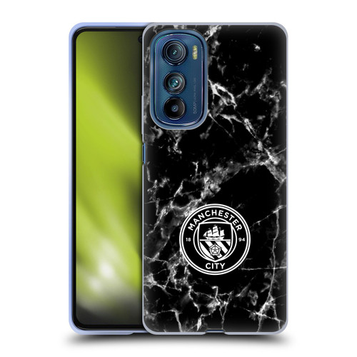 Manchester City Man City FC Marble Badge Black White Mono Soft Gel Case for Motorola Edge 30