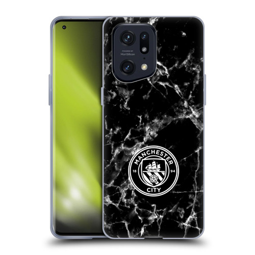 Manchester City Man City FC Marble Badge Black White Mono Soft Gel Case for OPPO Find X5 Pro