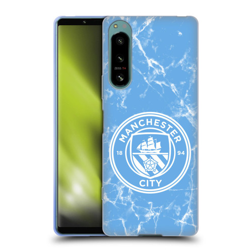 Manchester City Man City FC Marble Badge Blue White Mono Soft Gel Case for Sony Xperia 5 IV