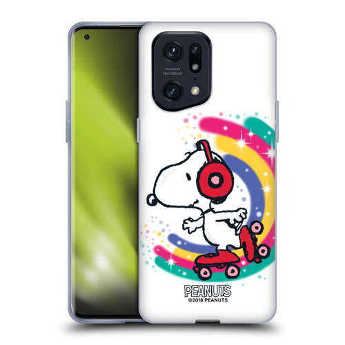 Peanuts Snoopy Boardwalk Airbrush Colourful Skating Soft Gel Case for OPPO Find X5 Pro