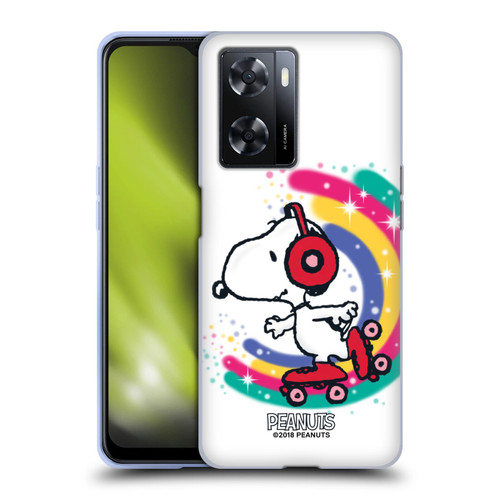 Peanuts Snoopy Boardwalk Airbrush Colourful Skating Soft Gel Case for OPPO A57s